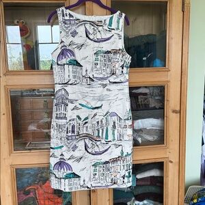 NorthStyle Travel Print Boat-Neck, Sleeveless Knee-Length dress.